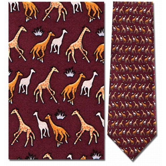 Museum Artifacts Men 100% Silk Running Giraffes Tie Vintage 3.5”rust 62” length - Picture 1 of 4